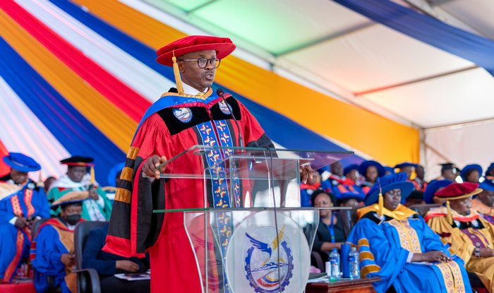 Dr. James Mworia, the Chancellor of Machakos University during 8th Graduation Ceremony