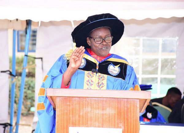 Vice-Chancellor, Prof. Joyce J. Agalo, welcoming the new first-year students