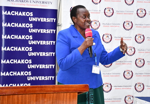 The Vice-Chancellor, Prof. Joyce Agalo giving her address