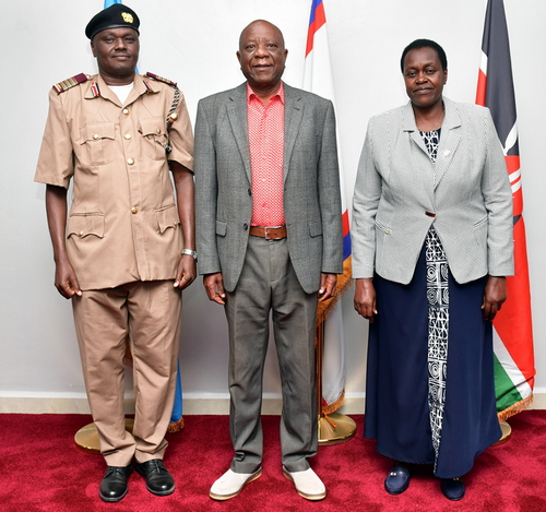 Senator Njeru Ndwiga (Centre), Right Prof. Joyce Agalo, and County Commisioner, Machakos, Mr. Jackson Olechuta