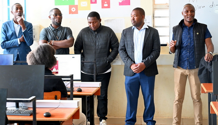 Government of Kenya and Konza Technopolis representatives during a visit to the Jitume Digital Lab to document the programme’s impact